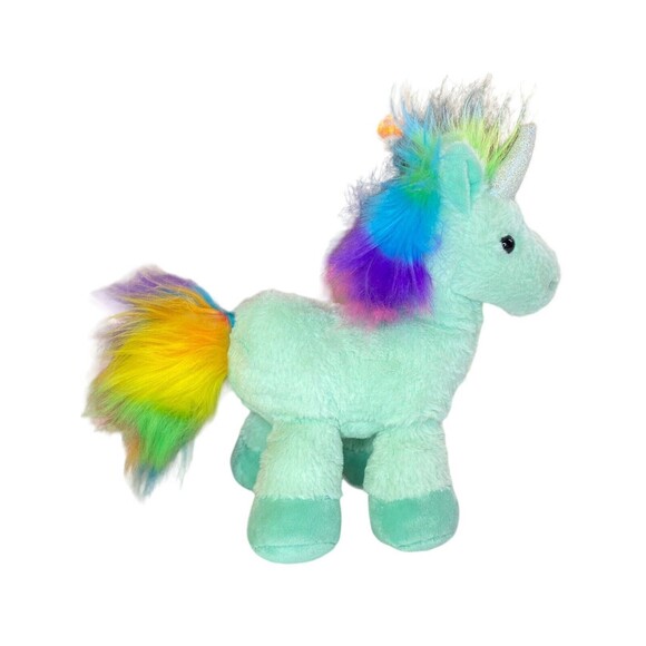 Manhattan Toy Unicorn Plush Mint Green Rainbow Silver Sparkle Heart Stuffed Toy - Picture 4 of 11